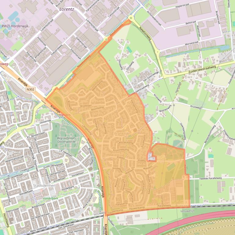 Kaart van postcodegebied 3848.