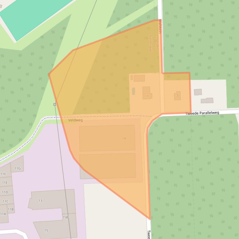 Kaart van postcodegebied 3848AB.