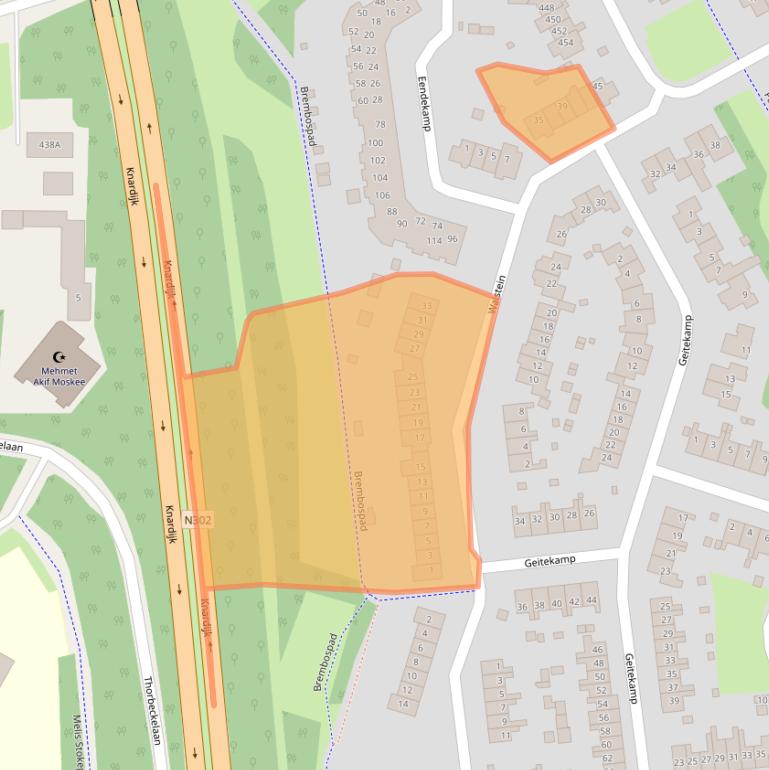 Kaart van postcodegebied 3848AN.