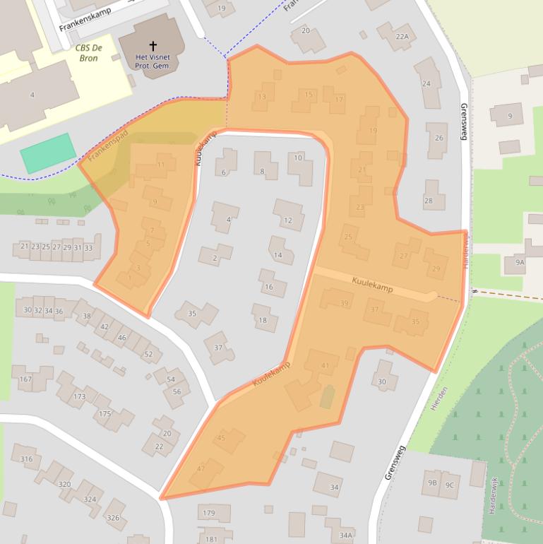 Kaart van postcodegebied 3848DJ.