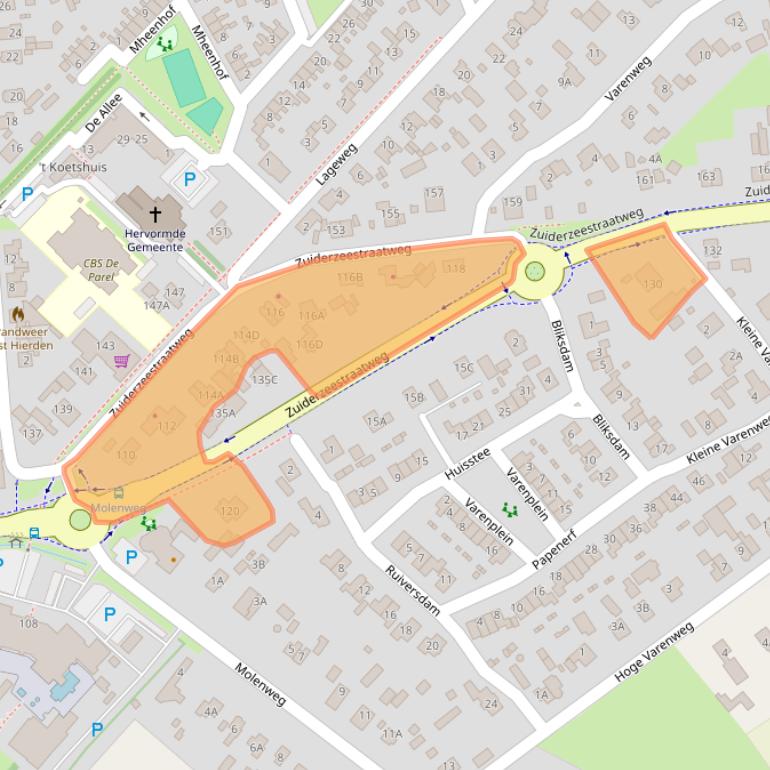 Kaart van postcodegebied 3849AK.