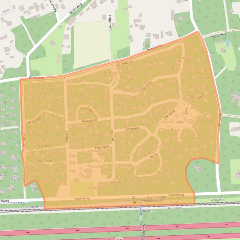 Kaart van postcodegebied 3849MN.