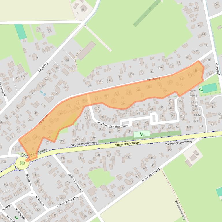 Kaart van postcodegebied 3849PJ.