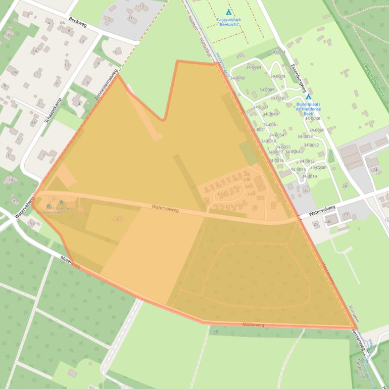 Kaart van postcodegebied 3849PR.