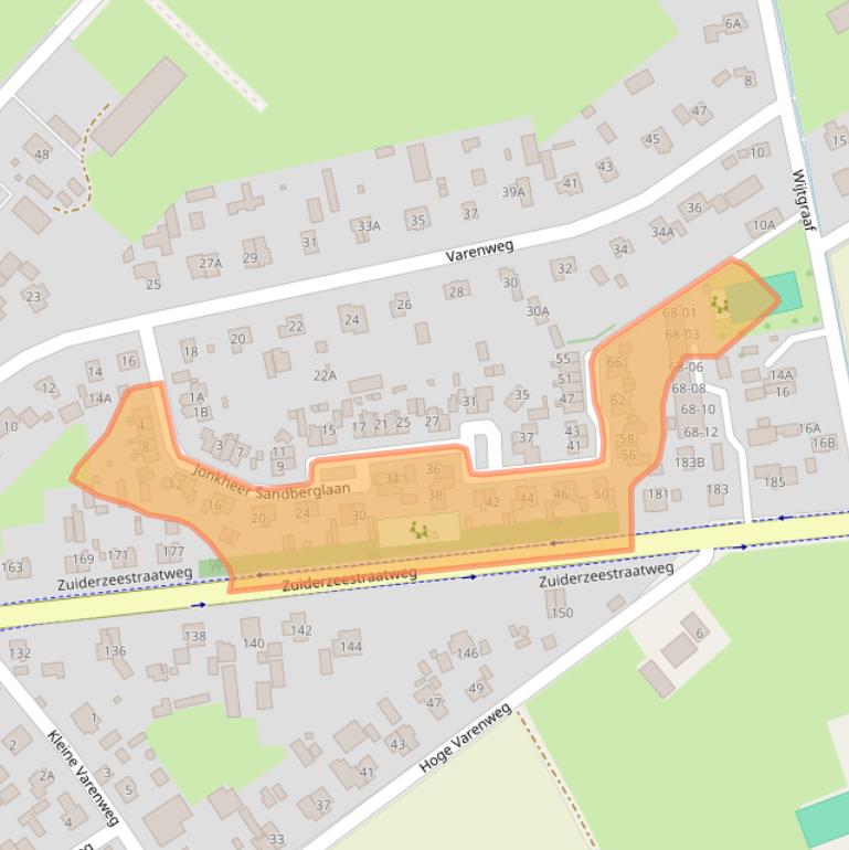 Kaart van postcodegebied 3849PX.