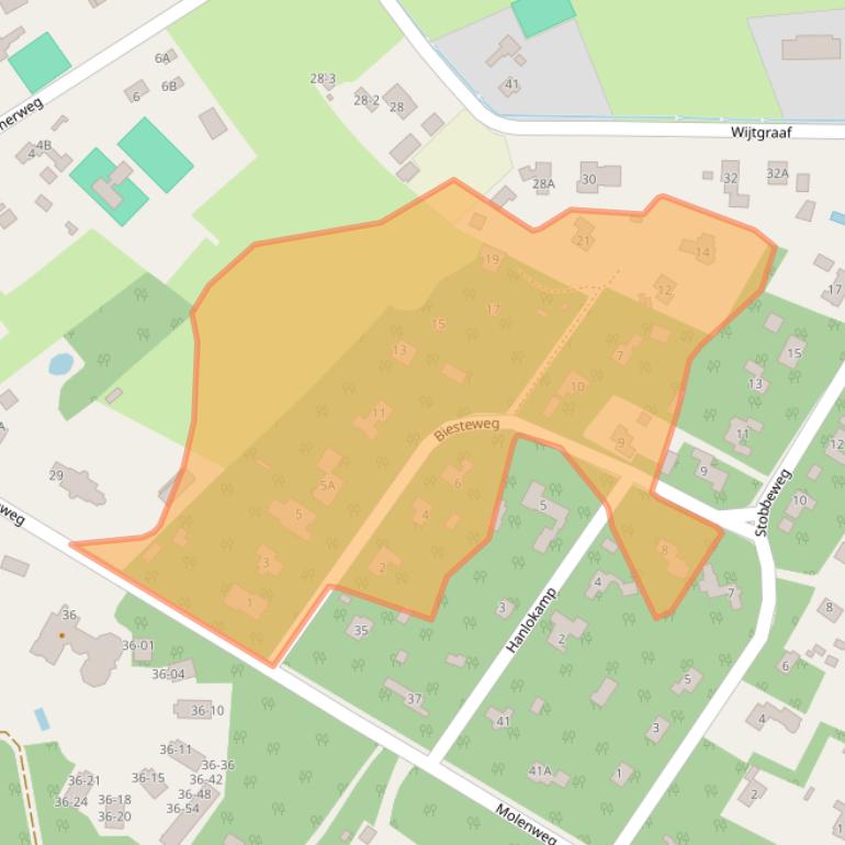 Kaart van postcodegebied 3849RD.