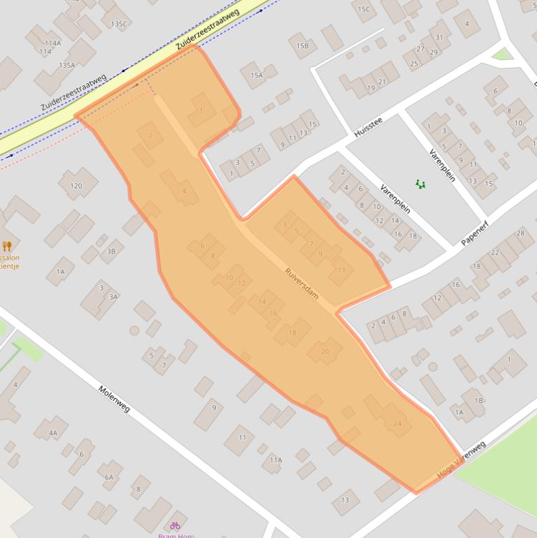 Kaart van postcodegebied 3849SG.