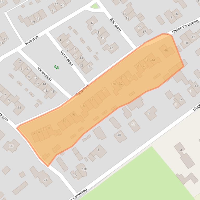 Kaart van postcodegebied 3849SJ.