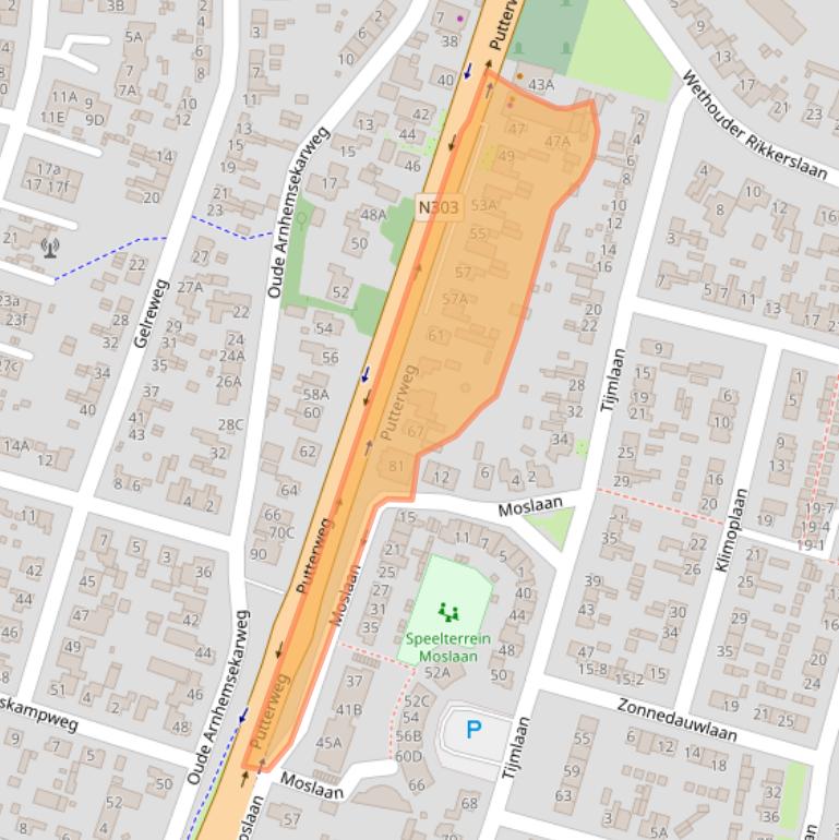 Kaart van postcodegebied 3851GB.