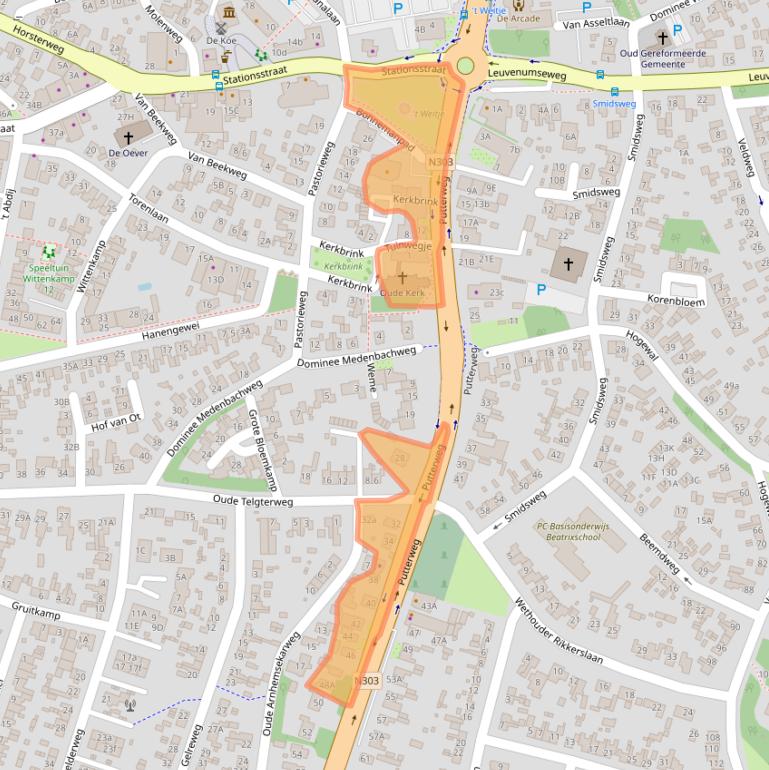 Kaart van postcodegebied 3851GD.