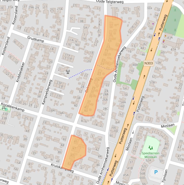 Kaart van postcodegebied 3851GM.