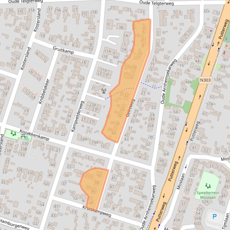 Kaart van postcodegebied 3851GN.