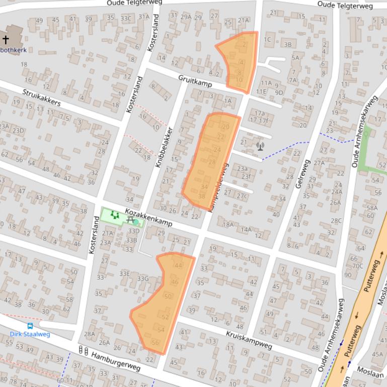 Kaart van postcodegebied 3851GT.