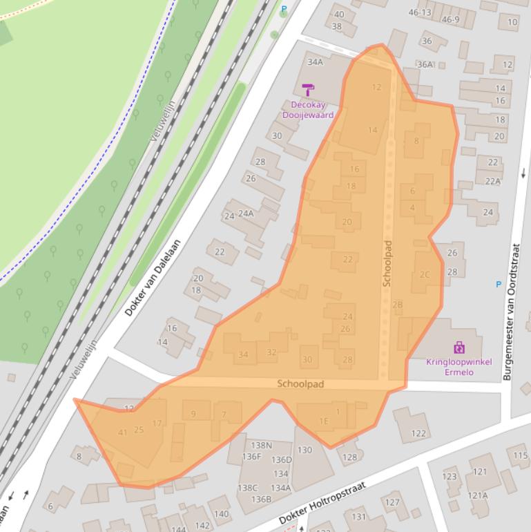 Kaart van postcodegebied 3851JE.
