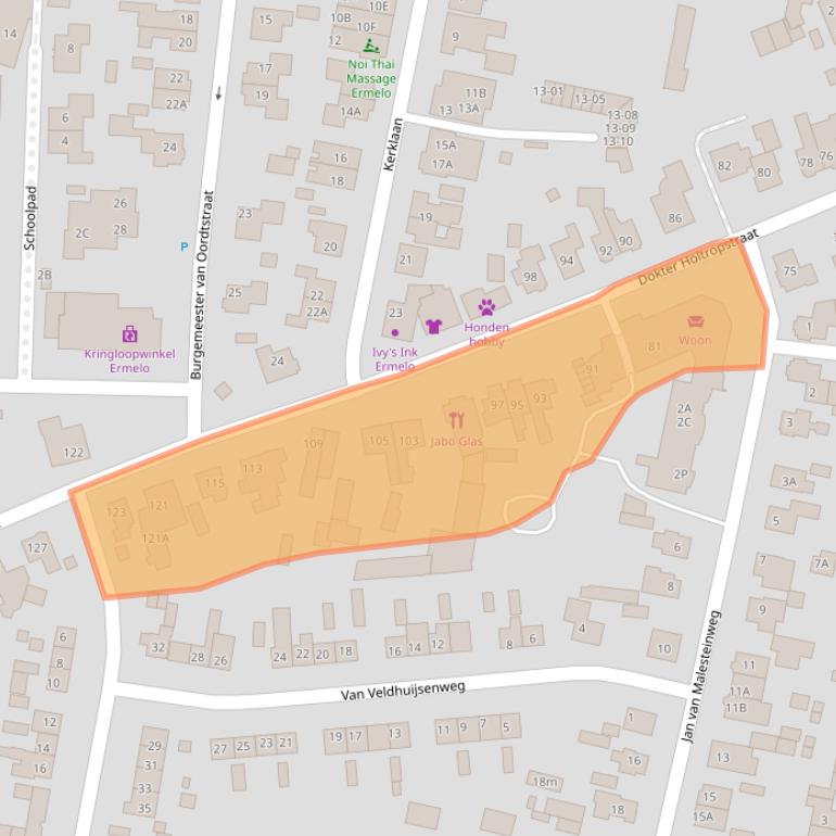 Kaart van postcodegebied 3851JH.