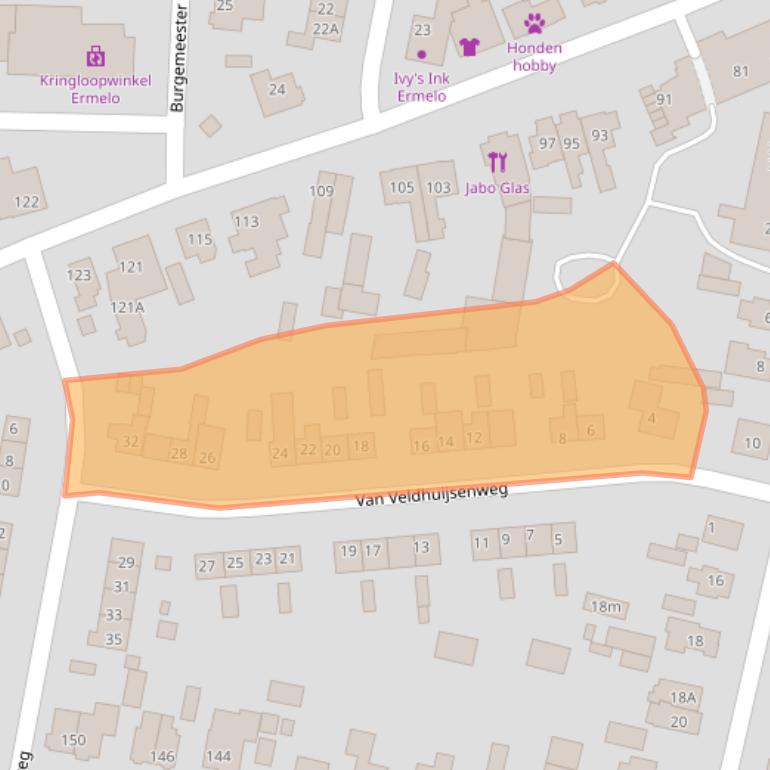 Kaart van postcodegebied 3851JR.