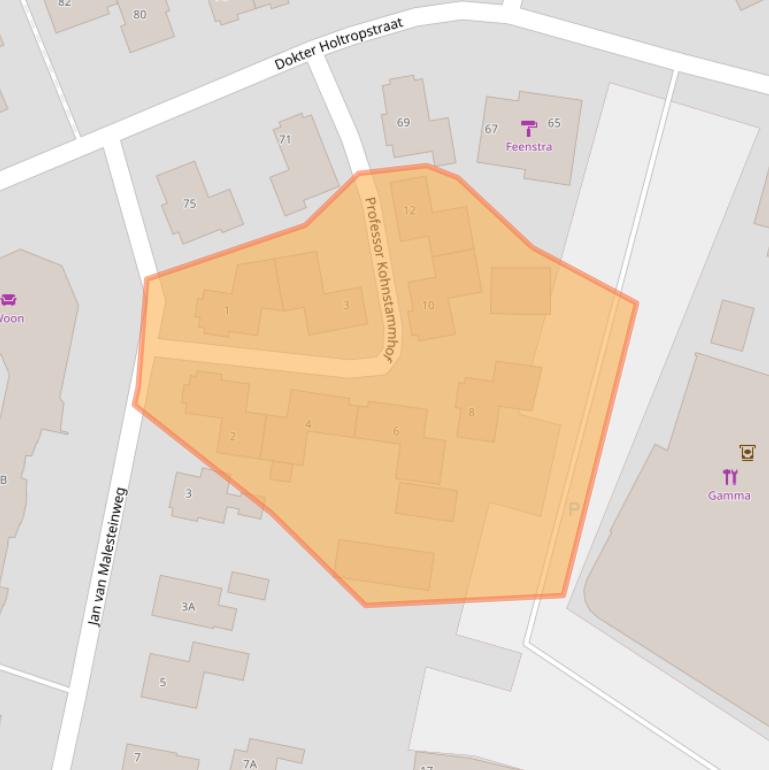 Kaart van postcodegebied 3851JZ.