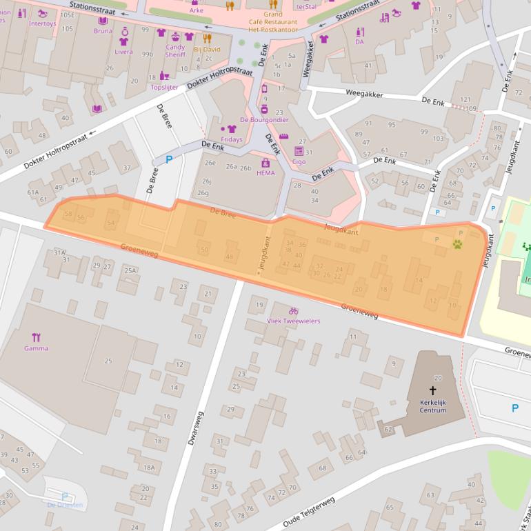 Kaart van postcodegebied 3851KB.