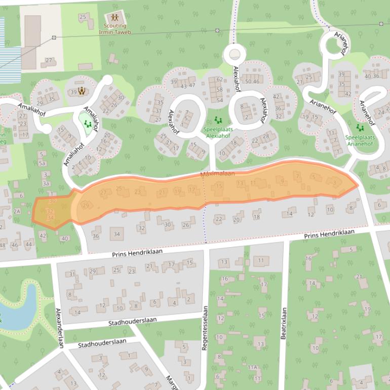 Kaart van postcodegebied 3851KZ.