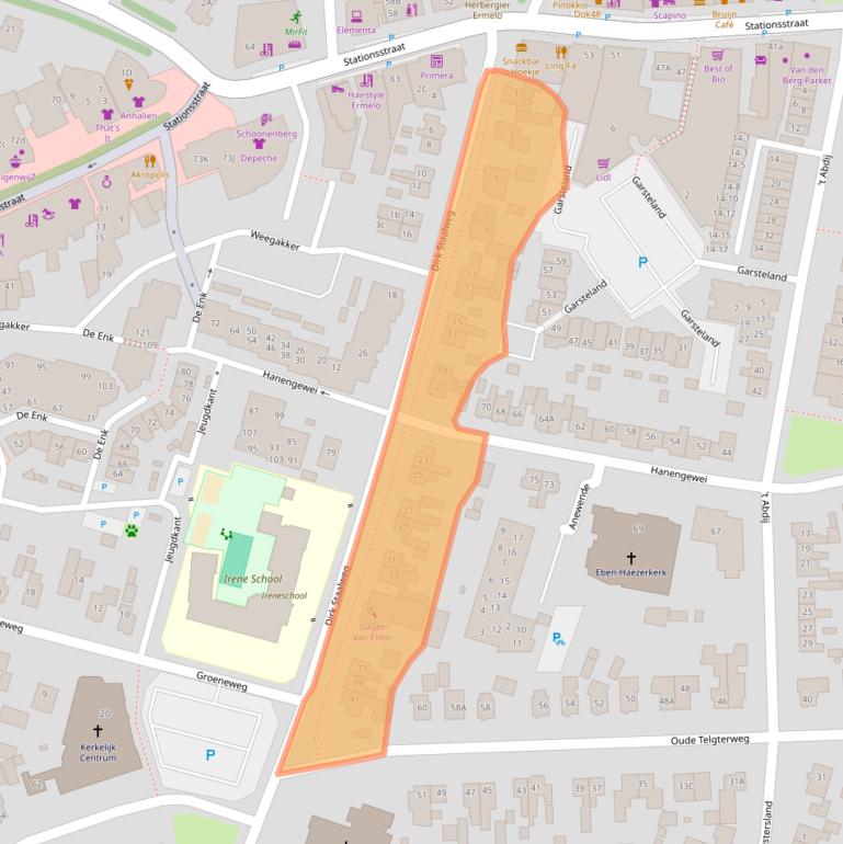 Kaart van postcodegebied 3851LG.