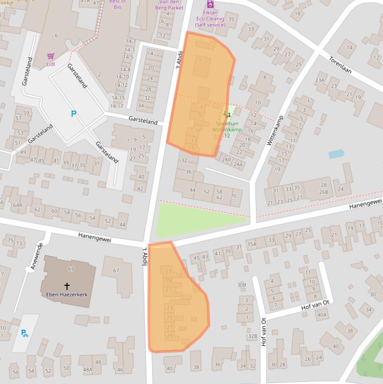 Kaart van postcodegebied 3851LL.