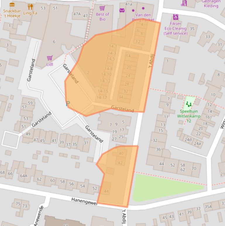 Kaart van postcodegebied 3851LM.