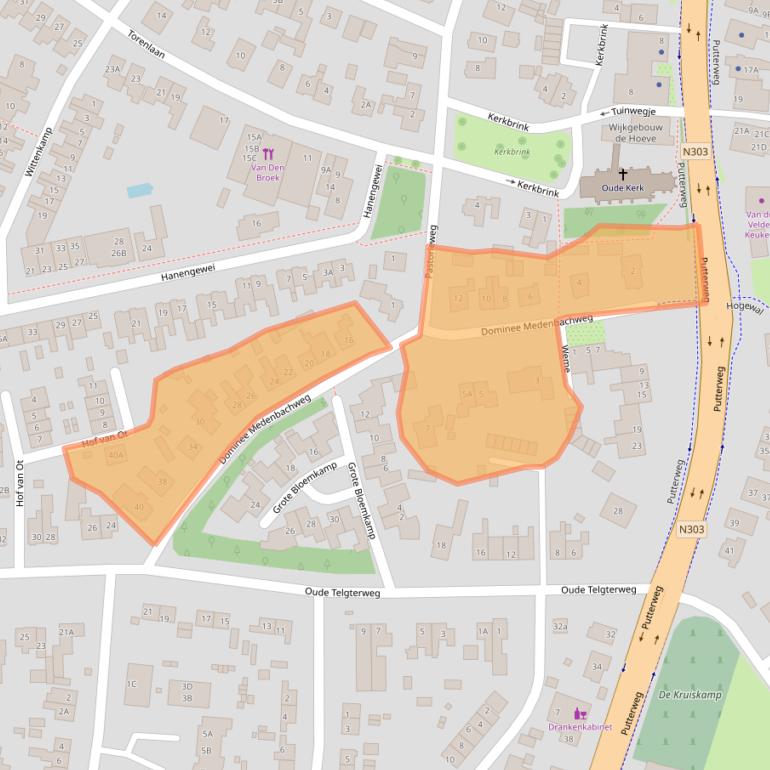 Kaart van postcodegebied 3851LR.