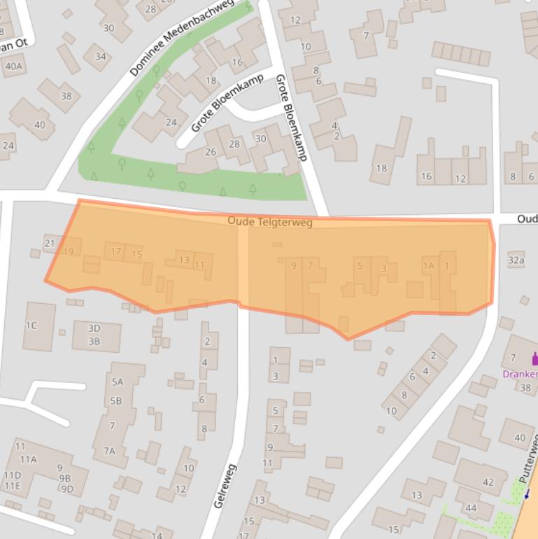 Kaart van postcodegebied 3851LT.