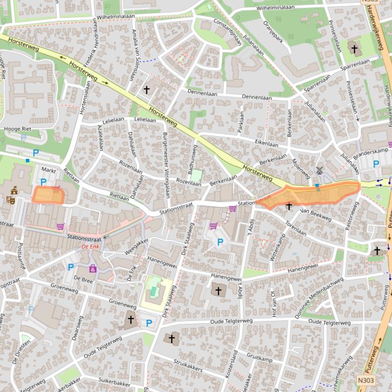 Kaart van postcodegebied 3851NA.