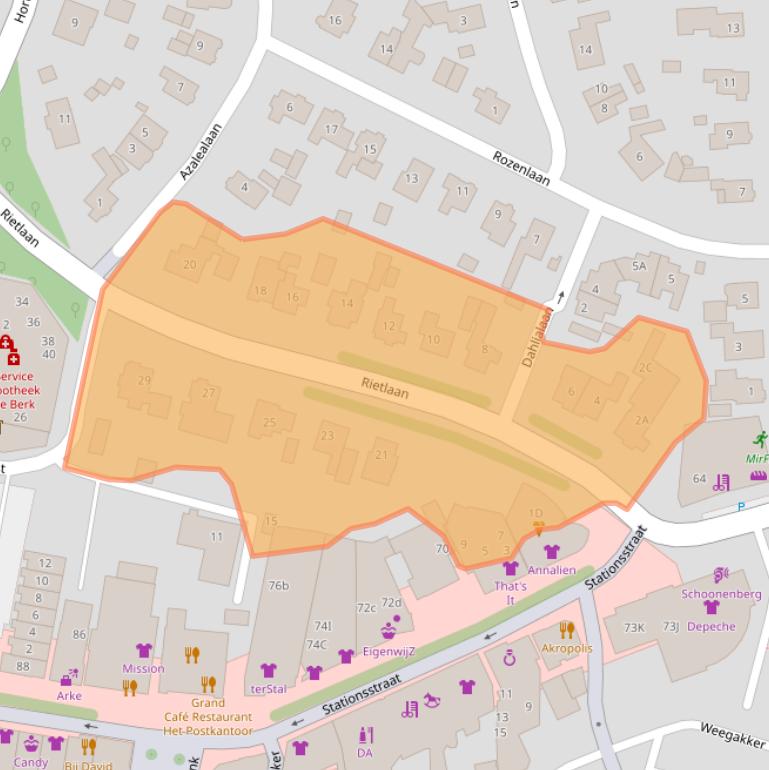 Kaart van postcodegebied 3851PA.