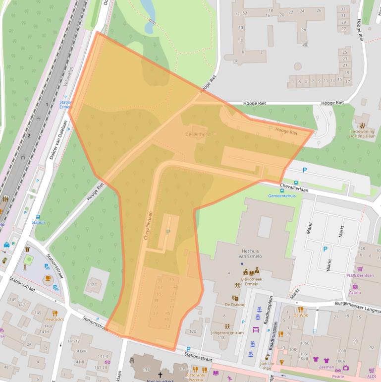 Kaart van postcodegebied 3851PZ.