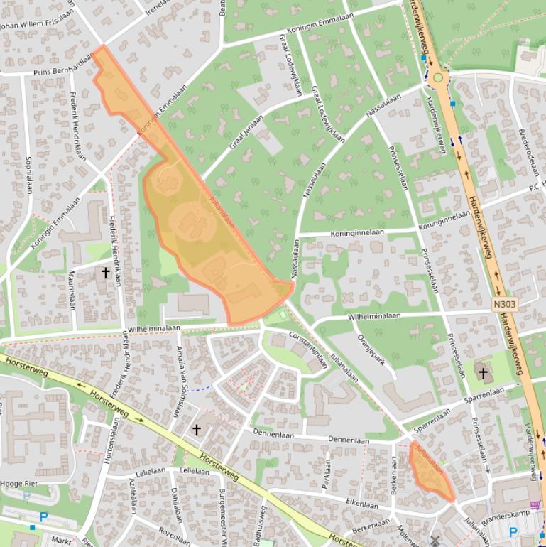 Kaart van postcodegebied 3851RA.