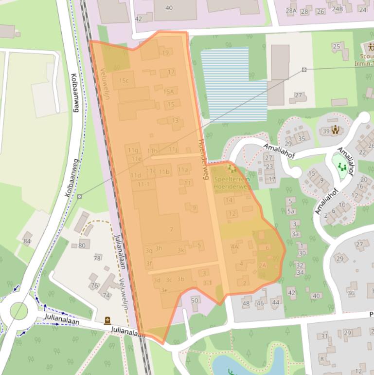 Kaart van postcodegebied 3851RZ.
