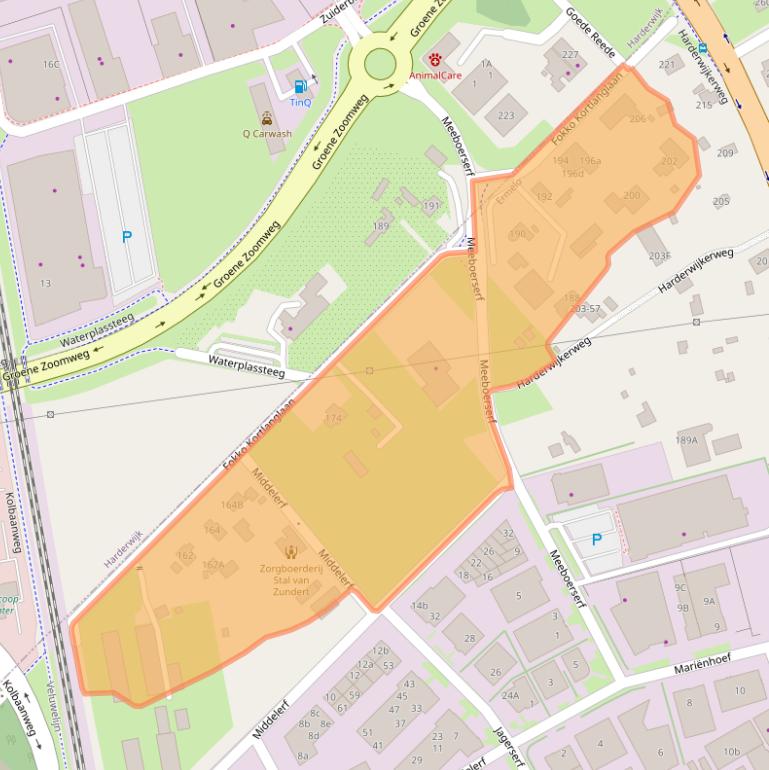 Kaart van postcodegebied 3851SJ.
