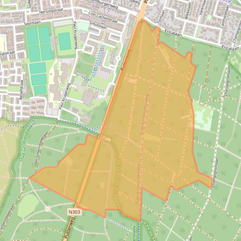 Kaart van postcodegebied 3851VE.