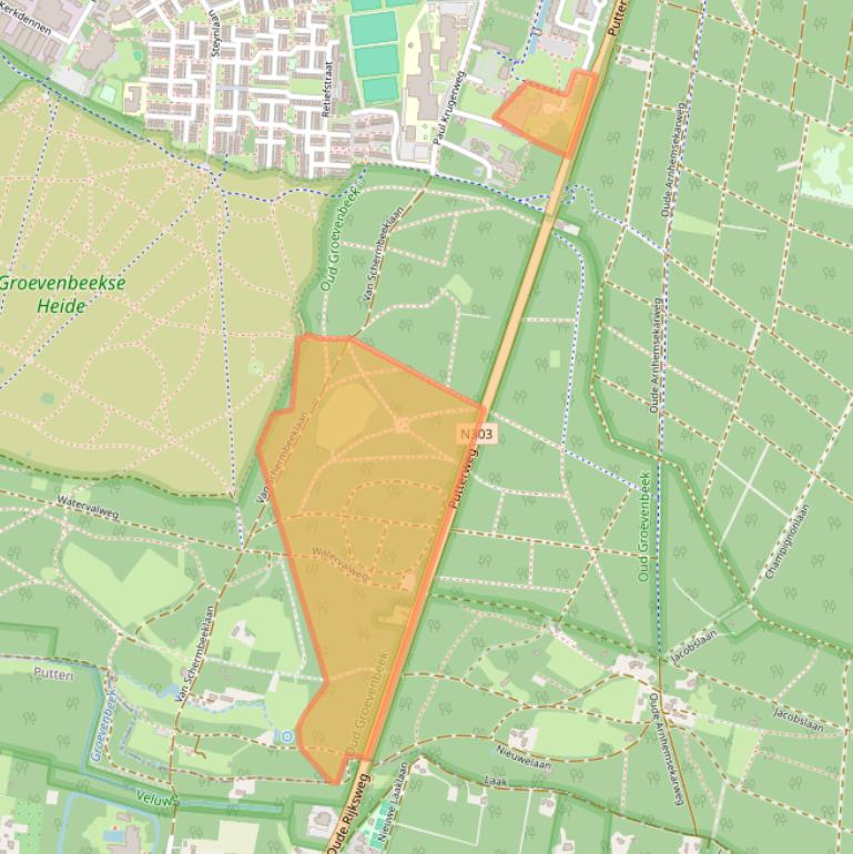 Kaart van postcodegebied 3851VG.