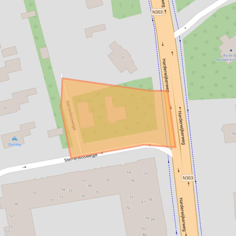 Kaart van postcodegebied 3851XP.