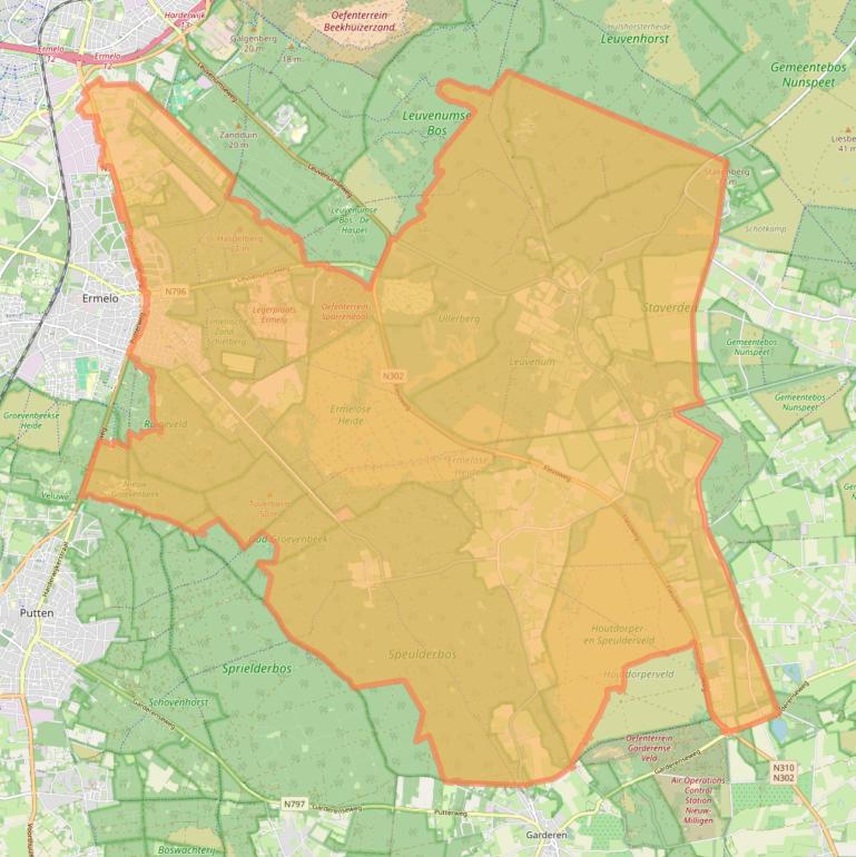 Kaart van postcodegebied 3852.