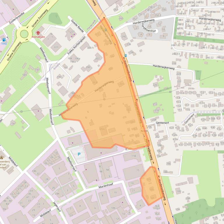 Kaart van postcodegebied 3852AC.