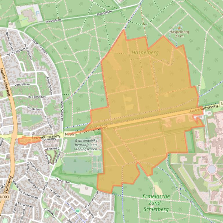 Kaart van postcodegebied 3852AS.