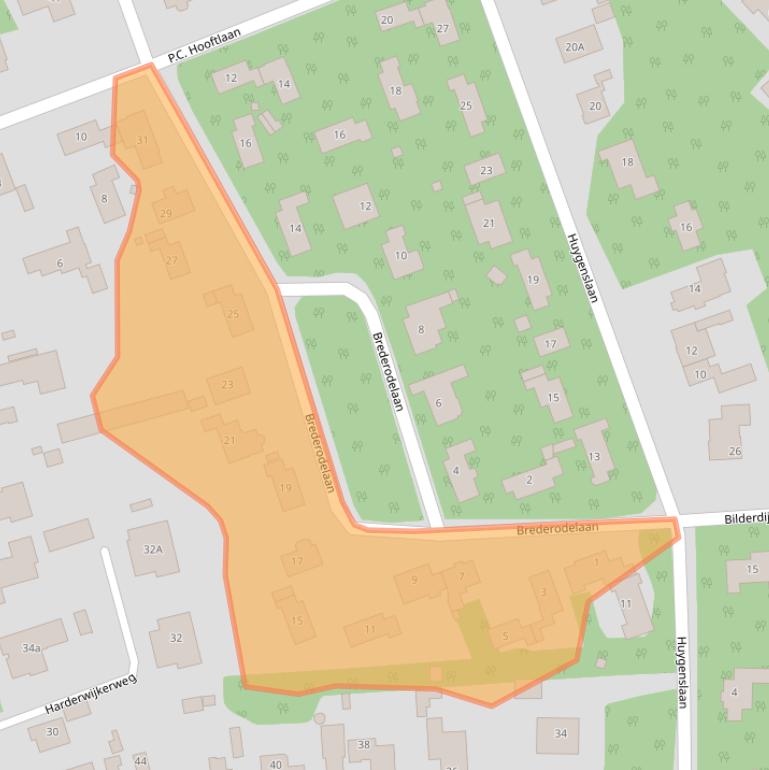 Kaart van postcodegebied 3852BA.