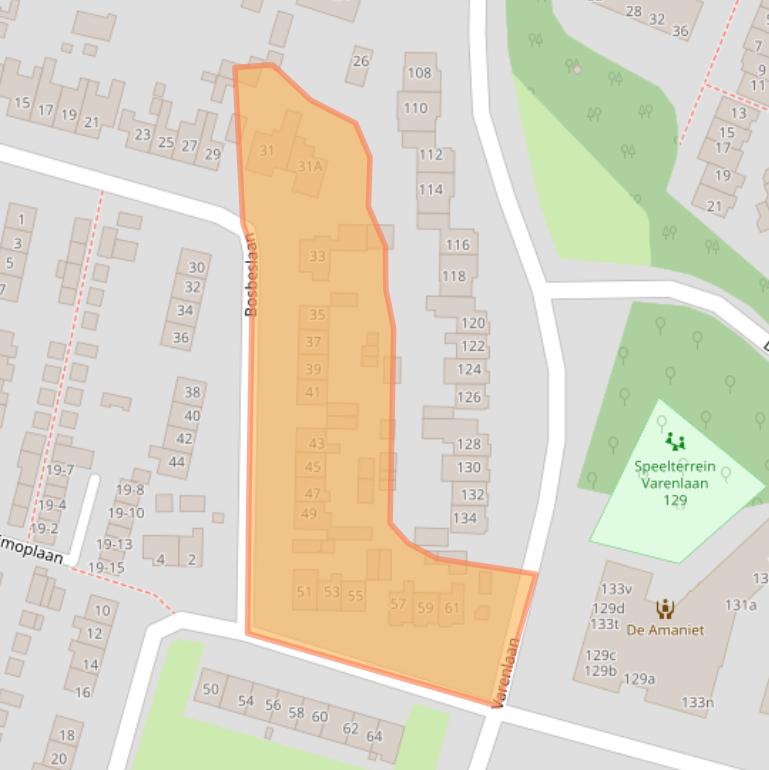 Kaart van postcodegebied 3852CG.