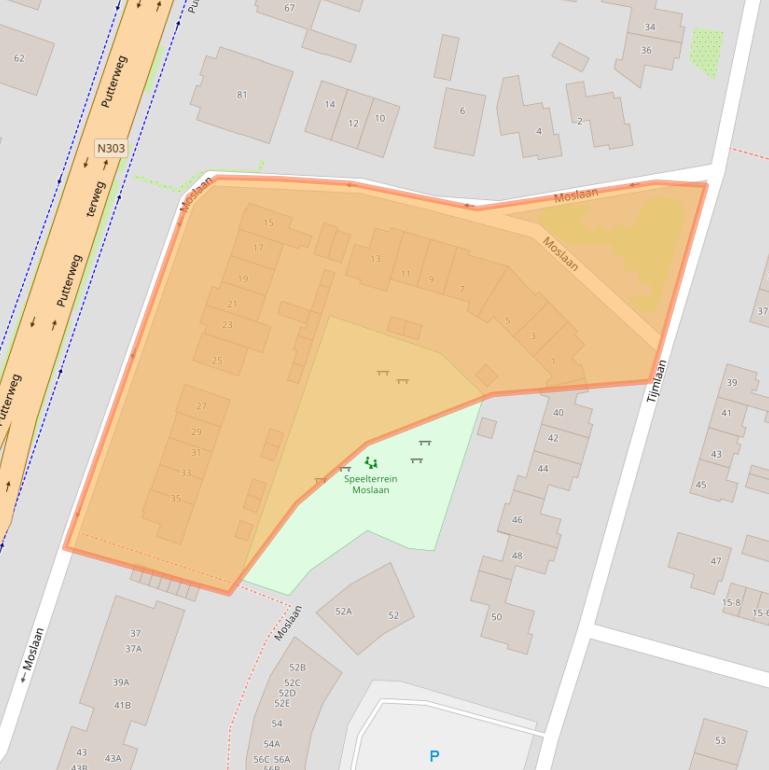 Kaart van postcodegebied 3852ED.