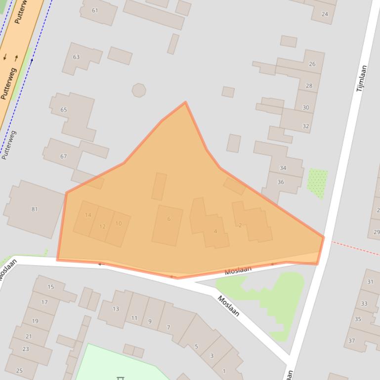 Kaart van postcodegebied 3852EG.