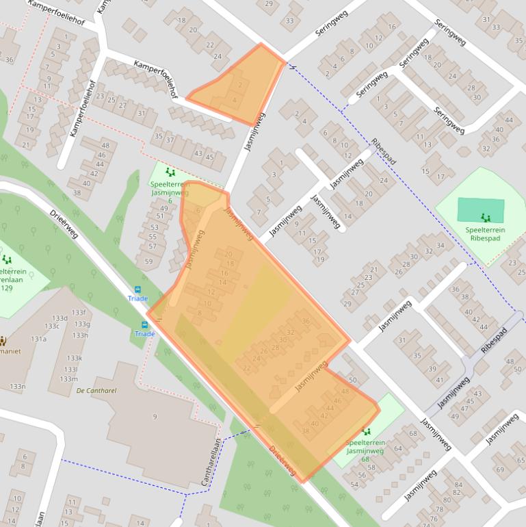 Kaart van postcodegebied 3852GJ.