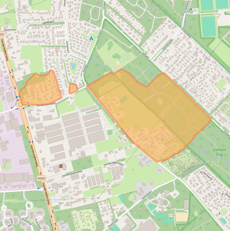 Kaart van postcodegebied 3852LC.