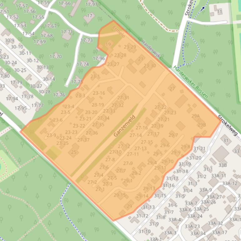Kaart van postcodegebied 3852LN.