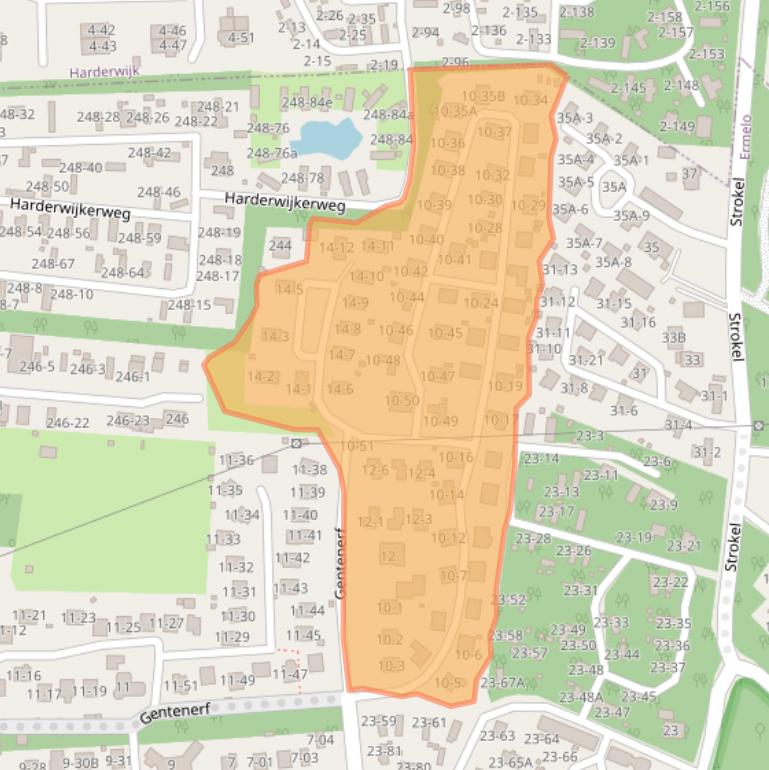 Kaart van postcodegebied 3852LX.