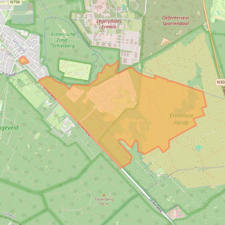 Kaart van postcodegebied 3852MA.