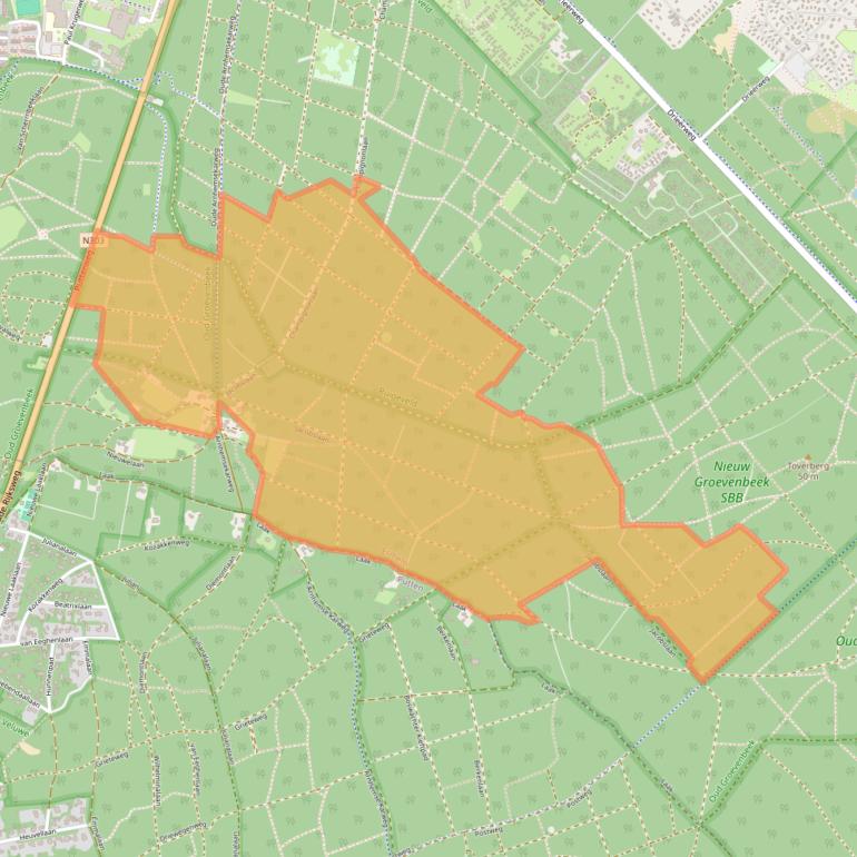Kaart van postcodegebied 3852NA.